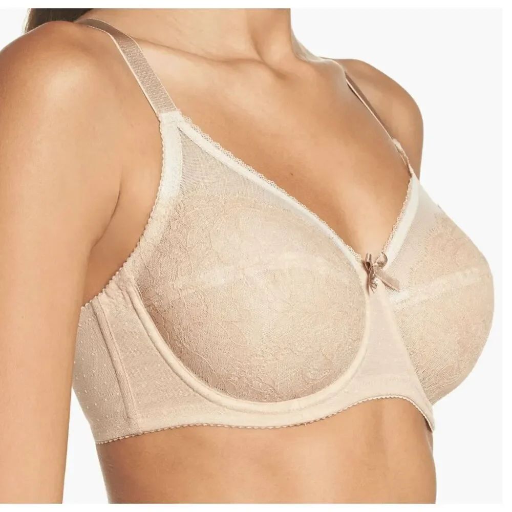 A18 Wacoal Retro Chic Full Figure Underwire tan Bra size 32F/DDD 855186